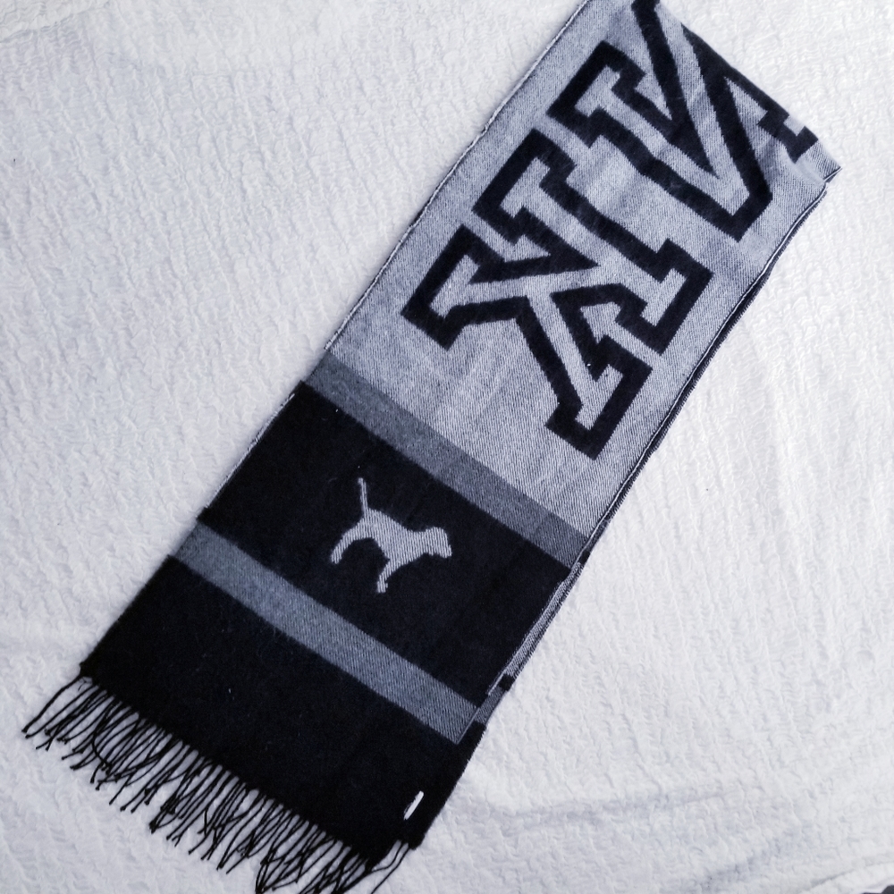 PINK Victoria's Secret Dog Logo Scarf Black Gray - Picture 6 of 8